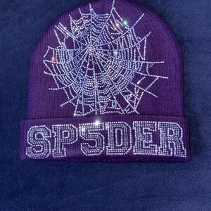 SP5DER Kids Purple Rhinestone Beanie